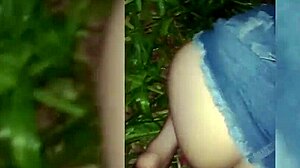 Hot debtor pays debt with tight pussy in the woods