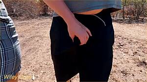 Wife's Amazing Public Blowjob Ends in Tit Cum!