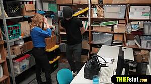 that female officer fucks the thief so rough he's screaming in ecstasy