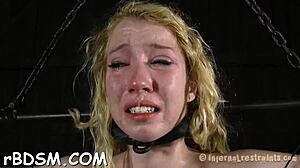 blonde bdsm slave craves brutal toy fucking torment!