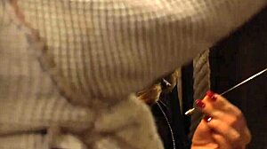 Naughty Lesbian Mistress Moans as Slave Licks Tight Pussy