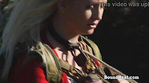 Naughty Lesbian Mistress Moans as Slave Licks Tight Pussy