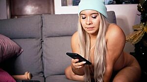 blonde college angel masturbates for italian daddy on video call