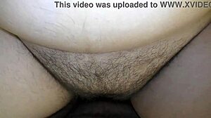 cuckold husband's massive cumshot floods wife's creampied pussy pov