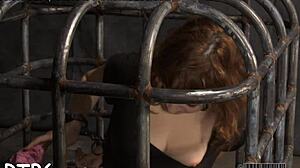 bound slut fingers shaved clit in rough bdsm pov