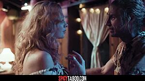 blonde meets stranger for intense bedroom encounter