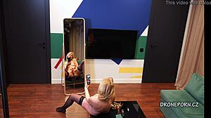 Czech Milf Masturbates Mirror Voyeur