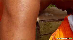 we snuck off-site for ebony creampie doggystyle pounding 😈💦