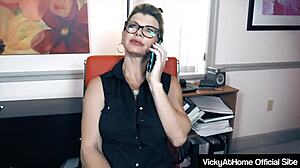 vicky vette's office masturbation tempts boss with big clit reveal