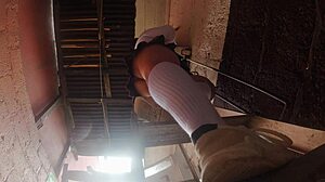 professor sneaks upskirt peeks at busty mexican latina students' asses in class