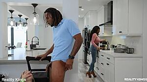 aww im spoilin her dinner ridin me cowgirl in kitchen shorts pov...
