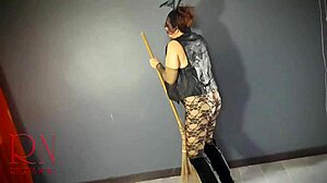 Halloween Witch Regina Noir Black Playboy Bunny Ripped Stockings Backstage