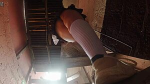 professor sneaks upskirt peeks at busty mexican latina students' asses in class