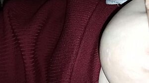 Huge nipples leak milk in steamy bath