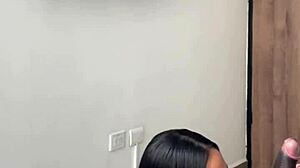 Cute Latina Brunette Slurps Stepbro's Monster BBC in Sloppy Creampie Blowjob