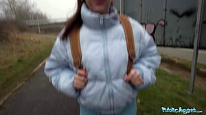 Public Agent Chokes on Huge Cock Balls Deep After Losing Pickup Game