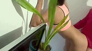 petite latina cleaning girl with pigtails rides boss cock homemade style