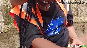 we snuck off-site for ebony creampie doggystyle pounding 😈💦