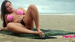 wanna join this brazilian latina's public beach fuck pounding her big tits?