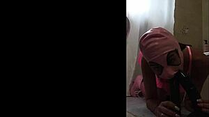 shaved milf rams two big dildos in pussy ass and mouth