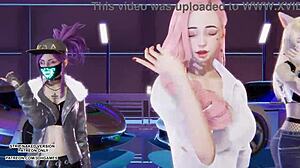 Mmd Exid Pink Hot Ahri Seraphine Akali Kpop Dance Hentai Lol Kda!