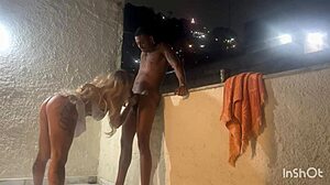 Colombian bbw takes african anal creampie on vidigal rooftop