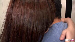 Skinny Japanese Virgin Teen Sucks Classmate's Cock CIM Home Alone Uncensored JAV