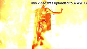 Sexy babe strips fiery teasing huge tits and ass