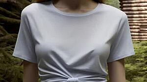 oh girls in underwear cabin woods so fun