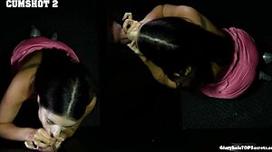 Anna Swallows Cumshot Ten Through Gloryhole Tongue Out