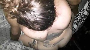 Sucking big black cock while shaking fat latina ass