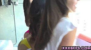 hey these three 18+ teens start with pillow fight then dive into group fun