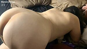 Chubby latina milf shakes big ass for lover