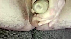 slowly teasing my huge uncircumcised cock to cumshot