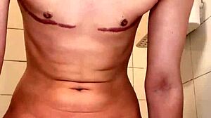 Bouncing hard on my huge dildo till orgasm