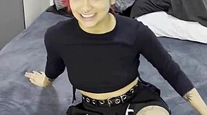 Tiny Emo Goth Teen Creampied After Interview!