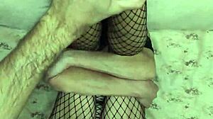 Wife's tight anal closeup in fishnets homemade pov pounding