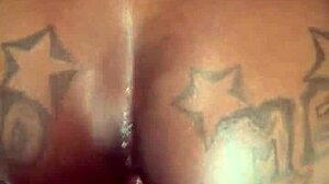 Black monster cock floods ebony pussy with semen!