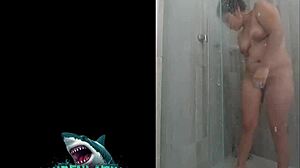 Neighbor shows off squirting shower skills to me?