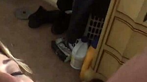 hot milf slurps and gags on husband's throbbing cock