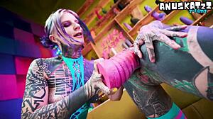 pierced tattooed girls gape asses with huge toys