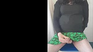 sissy crossdresser in heels jerks cock to huge cumshot 💦👠