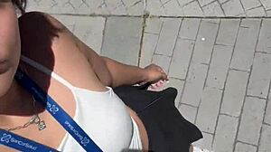 Argentinian teen prostitute struts street with anal plug pov
