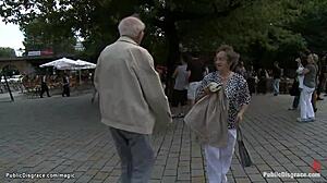 Bound Leather Slut Gets Public Monster Cock Pounding!