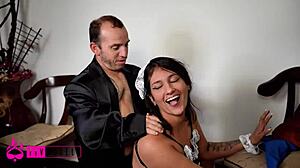 boss hooks up with hot busty maid for sensual home fuck and facial