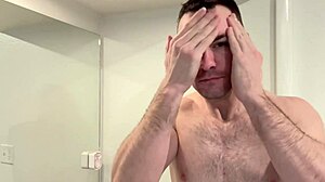 Behind Scenes: Tall Muscular Brunette Fingers for Porn Shoot Prep