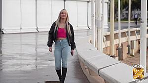 nathalie and luth's petite blonde bodies tease cock in ffm stockings fun