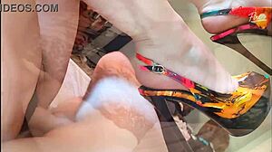 stepmom's high heels fucked off by horny stepson indoors