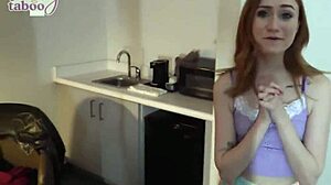 Redhead Scarlet Skies deepthroats then rides stepdad Seth Brogan's cock with wet pussy