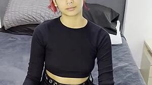 Tiny Emo Goth Teen Creampied After Interview!